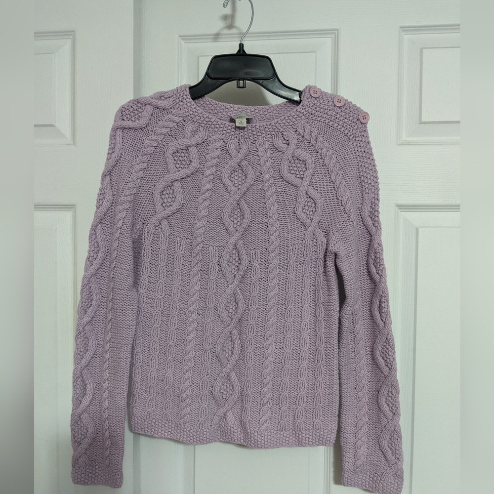 #522 Caslon Chunky Cable Knit Bobble Sweater. Size:Medium petite